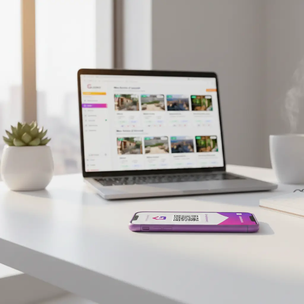 Interfaccia di Guideo personalizzata con i colori del brand di un proprietario di affitto vacanziero — immagine di marca premium